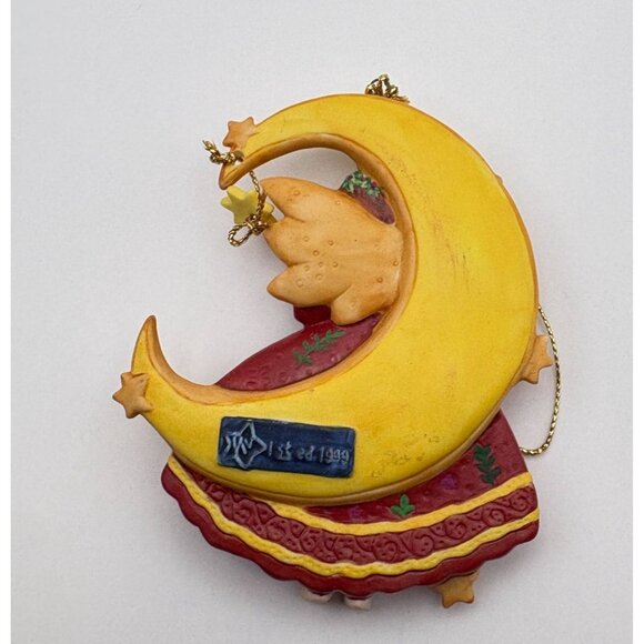 Vintage Moonstruck Christmas Ornament Old Glory Moon Angel 1999 Folk Art - Picture 2 of 7